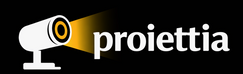 Proiettia logo with a camera icon on a black background